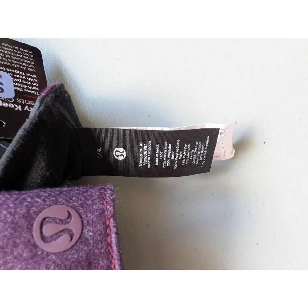 NWT Lululemon City Keeper Gloves Size L/XL HTGT Purple Fleece-Lined
